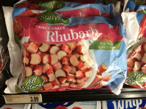 Frozen Rhubarb at AJ's in Tucson.  Also at Sprouts Market @$2.99, same package. 
