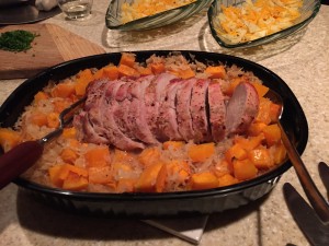 Pork Loin Roast with Sauerkraut & Butternut Squash