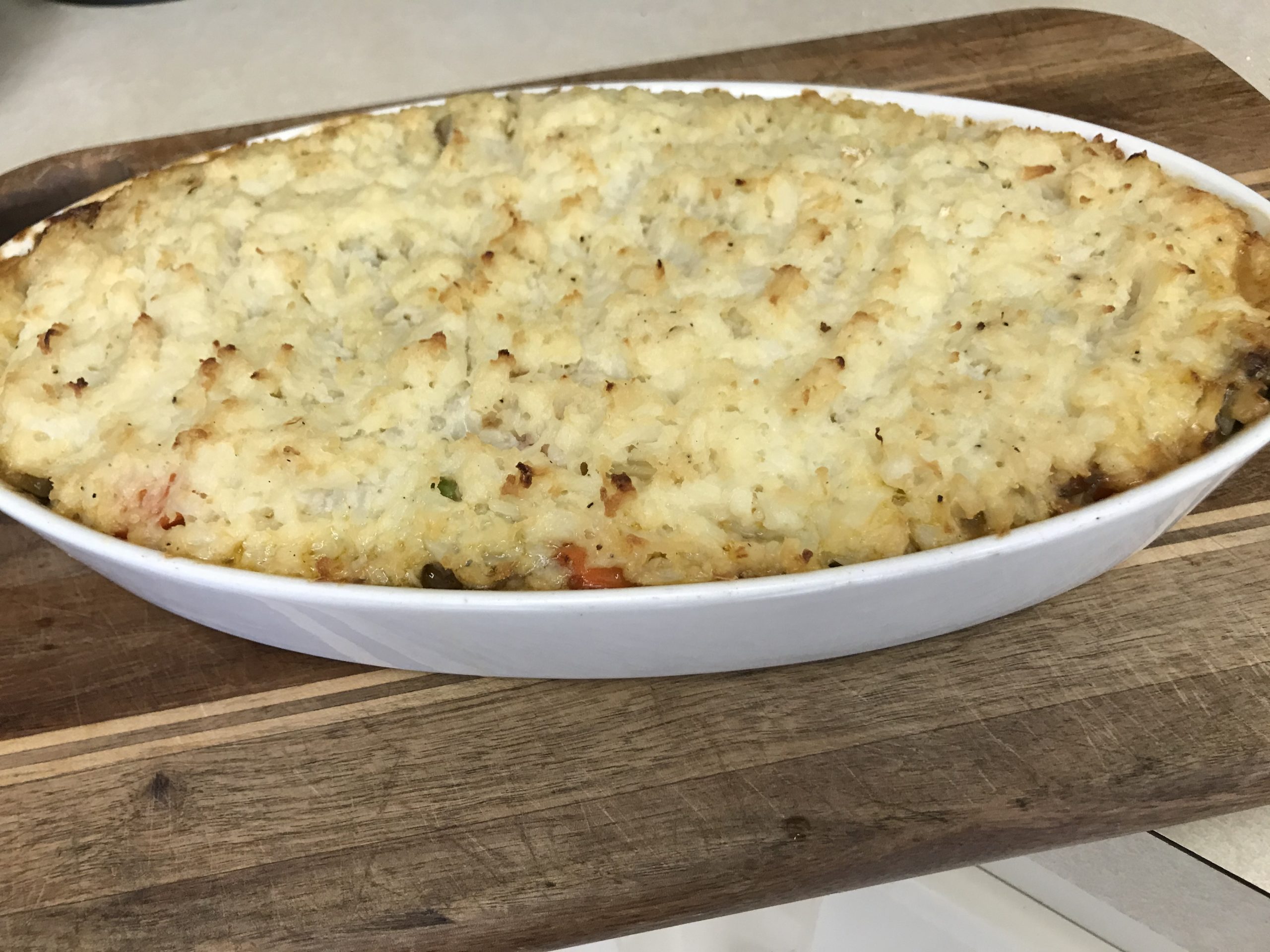 Shepherd’s Pie:Mostly Vegetables with Cauliflower Mash Top