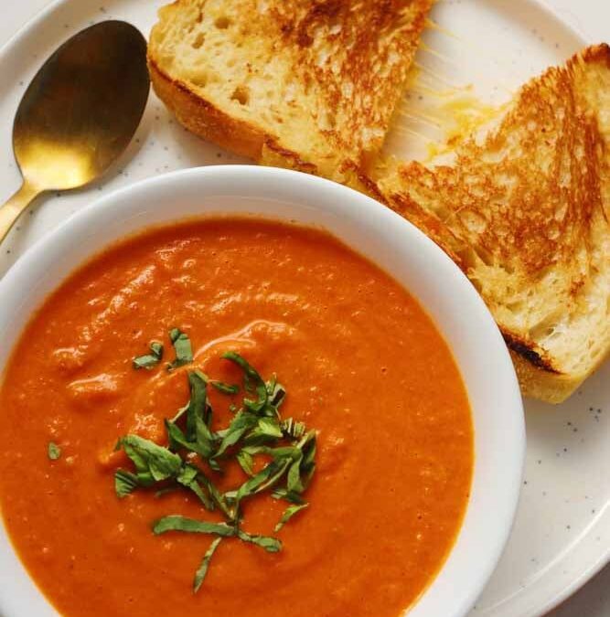 Forget Ready Made Tomato Soup!  Make This One Instead!  Serve with Crunchy Grilled Cheese.